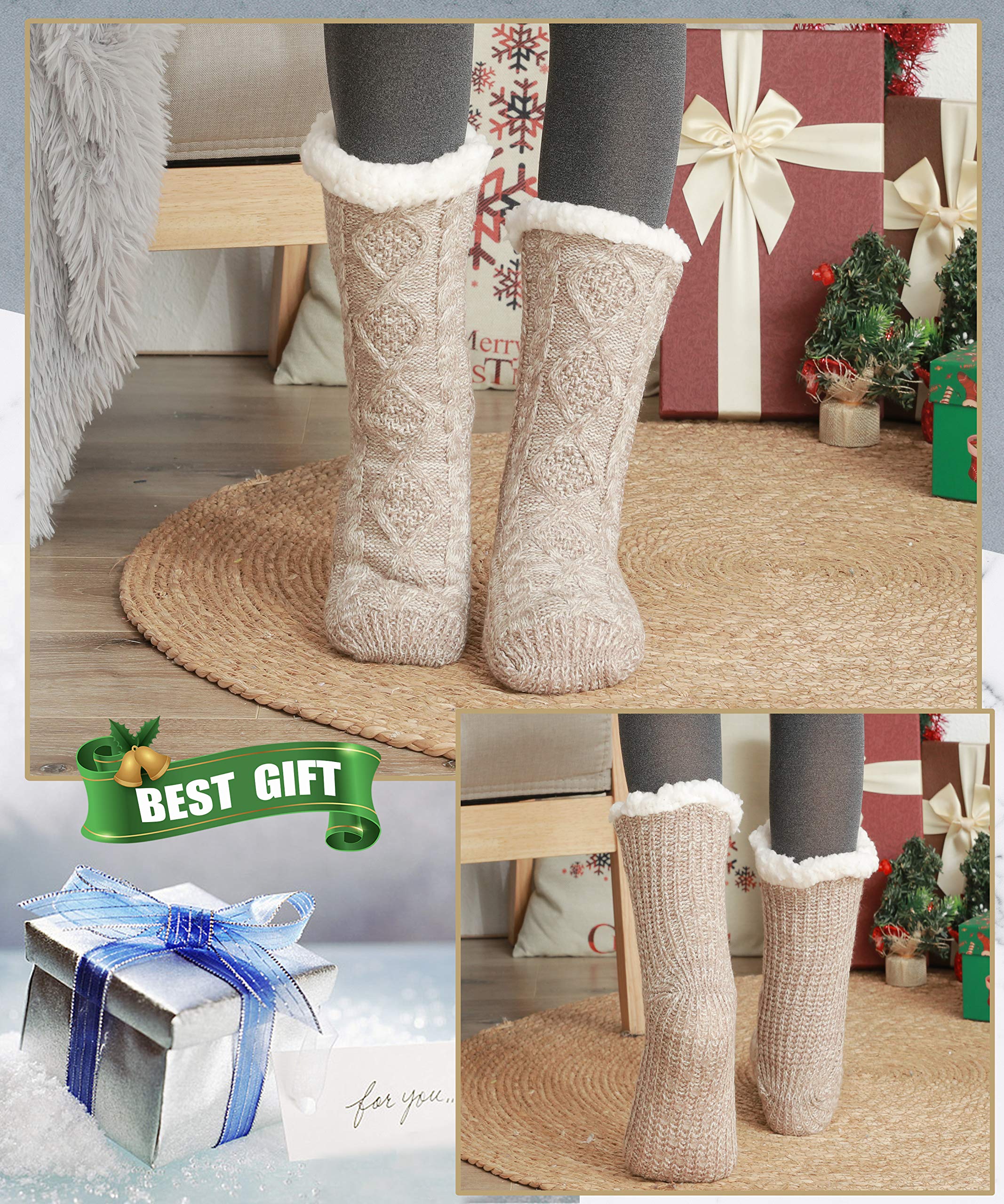 Snapklik.com : EBMORE Women Slipper Fuzzy Socks Fluffy Cozy Cabin Warm ...