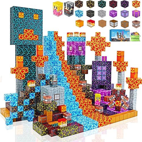 LionFuny150PCS Magnetic Blocks, Magnetic Building Blocks, Magnet Blocks for Kids Age 3-5 4-8 8-12, STEM Sensory Educational Magnet Stacking Toys Boys Girls Gifts