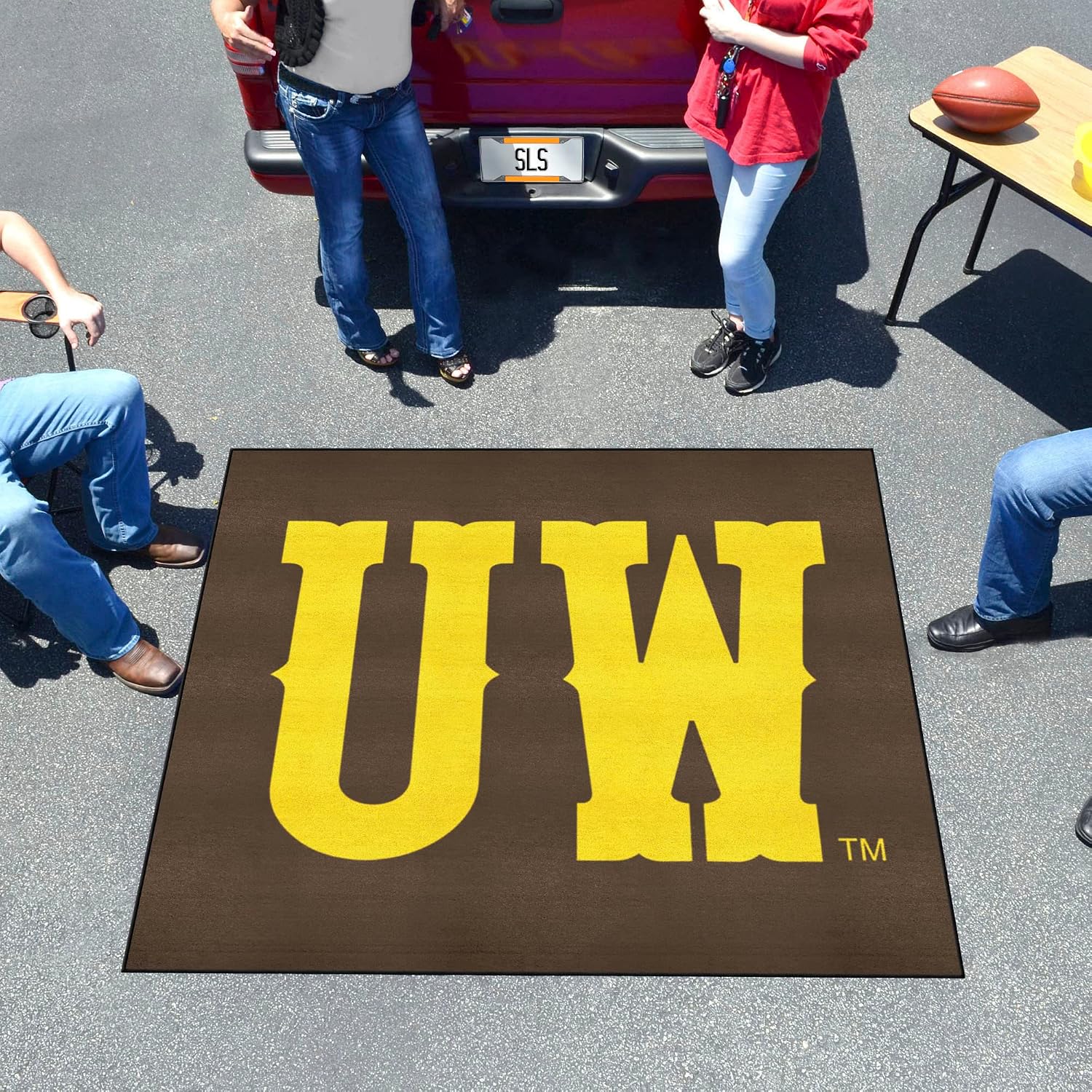 FANMATS 4940 Wyoming Cowboys Tailgater Rug - 5ft. x 6ft. Sports Fan Area Rug, Home Decor Rug and Tailgating Mat - UW Logo