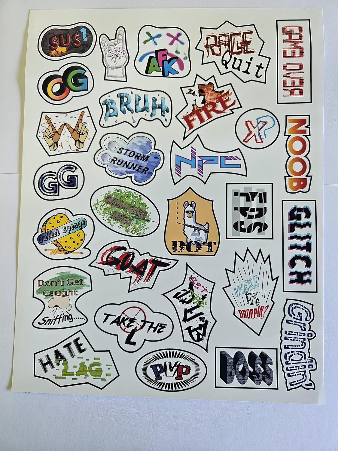 Sticker Decals White Glossy Laptop Gamer Style Gifts Fun