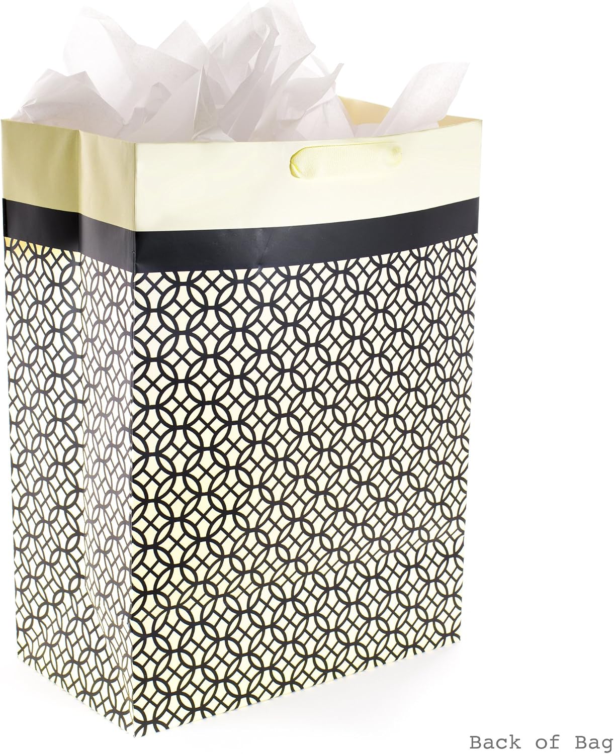 Hallmark Mega Gift Bag with Tissue Paper (Black, Ivory and Gold, Endless Circles)