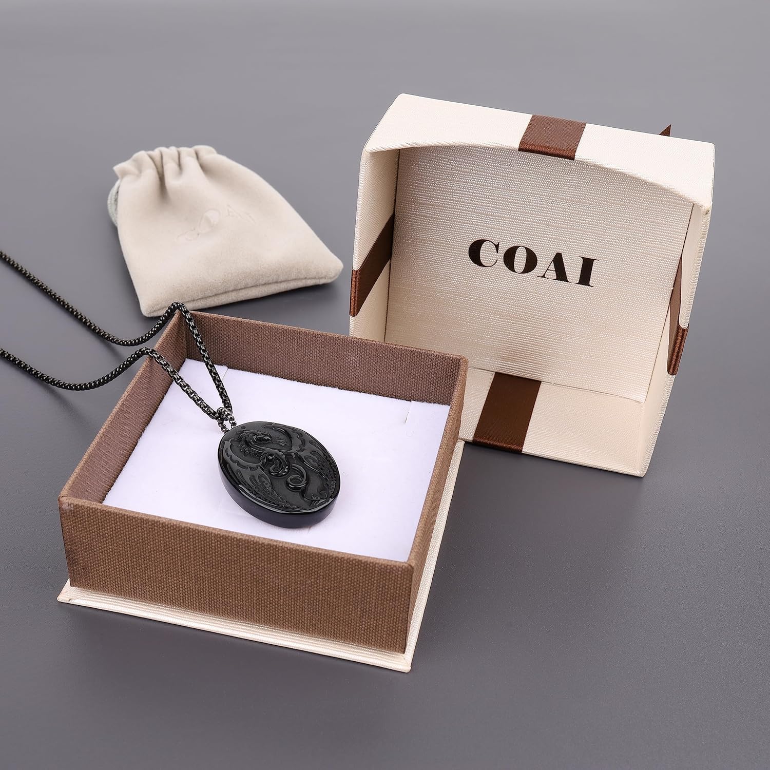 COAI Women's Men's Black Obsidian Necklace Dragon Necklace for Men Women - Image 7