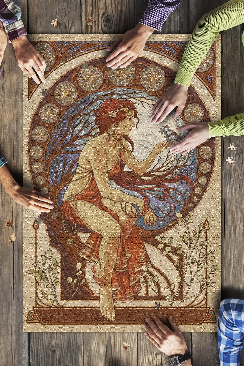 Woman and Bird, Art Nouveau (1000 Piece Puzzle, Challenging Jigsaw Puzzle for Adults, Made in USA)