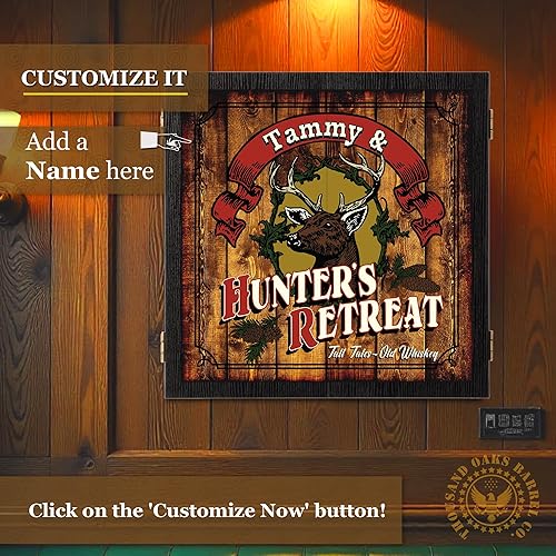 Vista 29 de THOUSAND OAKS BARREL CO. Juego de diana y gabinete personalizado con 6 dardos de punta de acero