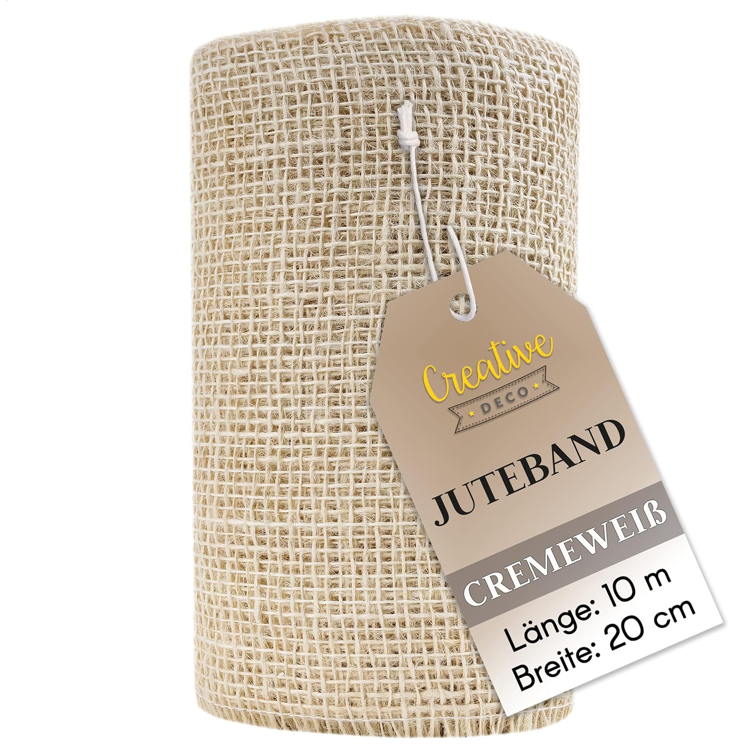 Hessian Ribbon Jute Ribbon | 7.87 in x 32.8 ft Roll | Natural White Fabric | Decorative Rustic Boho Table Runner | Wedding Party | Ribbons for Gift Wrapping, DIY, Arts & Crafts