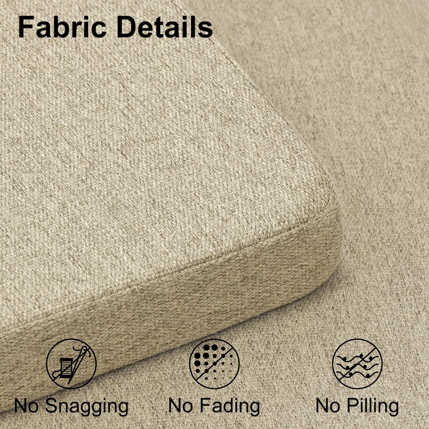 Shinnwa Dining Chair Cushions Set of 2 , Non-Slip Kitchen Chair Cushions with Ties and Machine Washable Cover, Sef of 4, 17 x 16.5 x 2in, Natural Linen Natural Linen 2