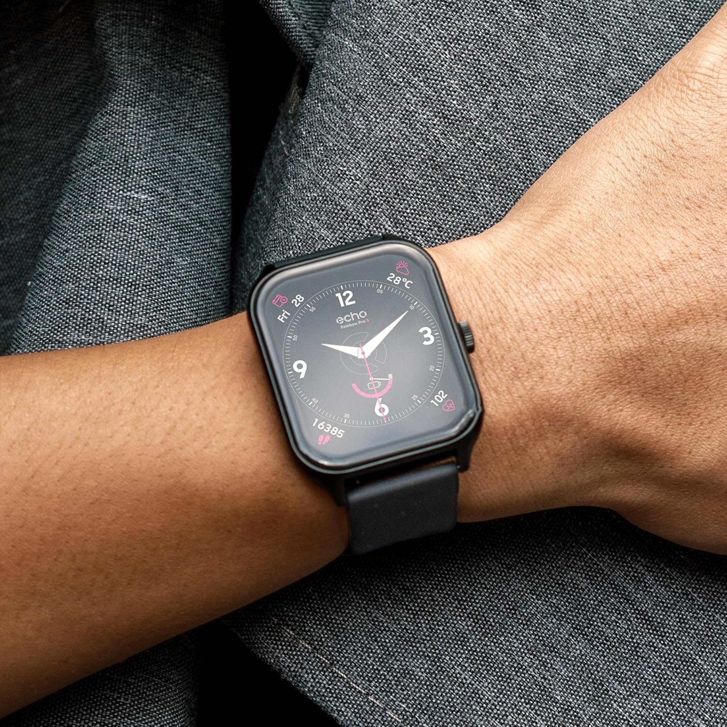 ECHO Rainbow Pro S Smartwatch with charger and two straps