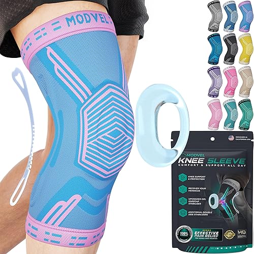 MODVEL Rodillera profesional, rodillera de compresión con almohadilla de gel de rótula y estabilizadores laterales, vendaje de soporte de rodilla