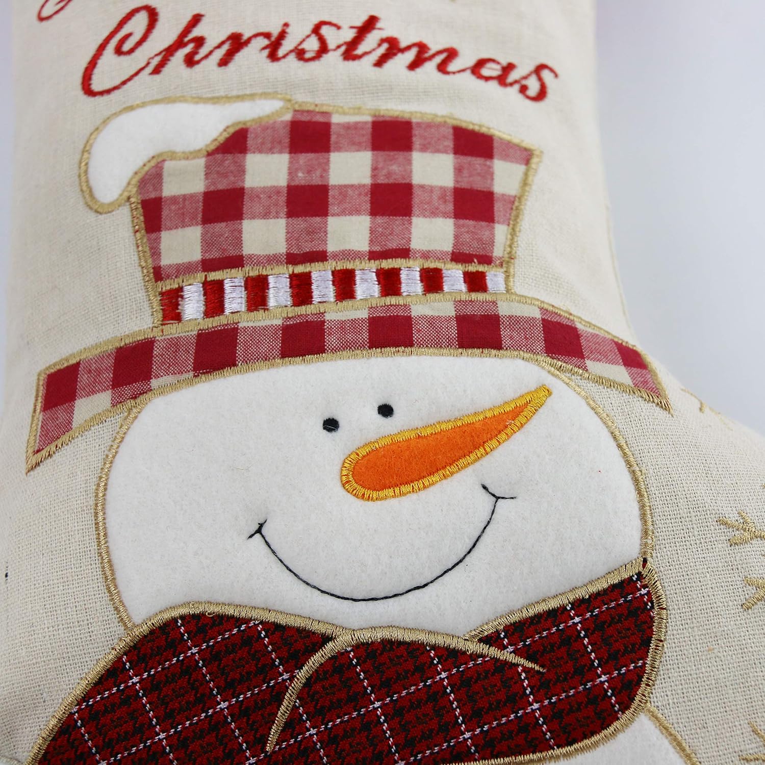 WEWILL Set of 4, 18'' Personalized Christmas Stockings with Embroidery Technology Xmas Customized Stockings for Family Kids