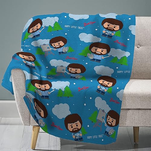 Sleep Squad Bob Ross - Manta de felpa Raschel de 60 x 80 pulgadas una manta súper suave disponible en Yaxa Colombia