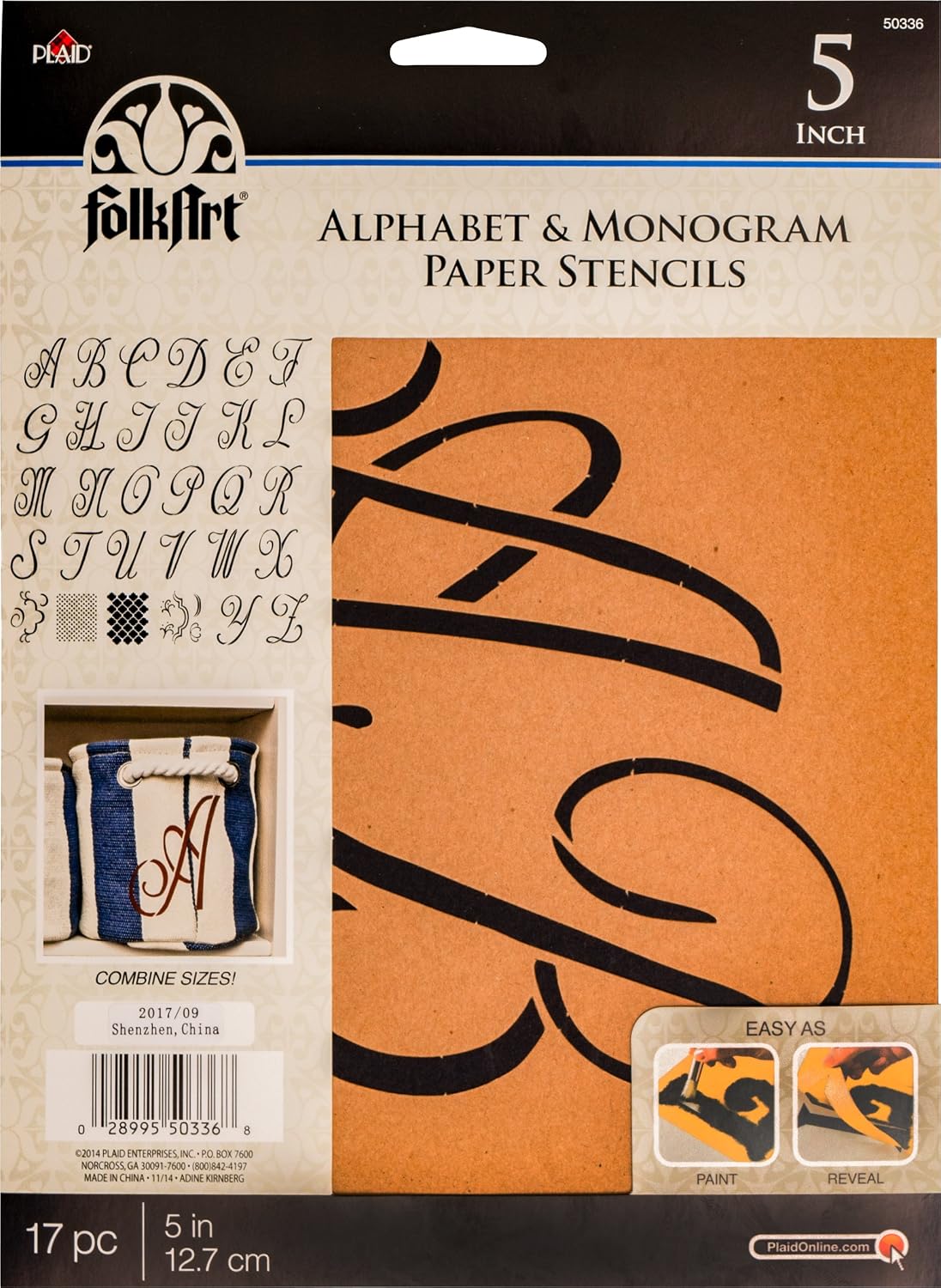 FolkArt Stencil Paper, Alphabet & Monogram Script 5", 5