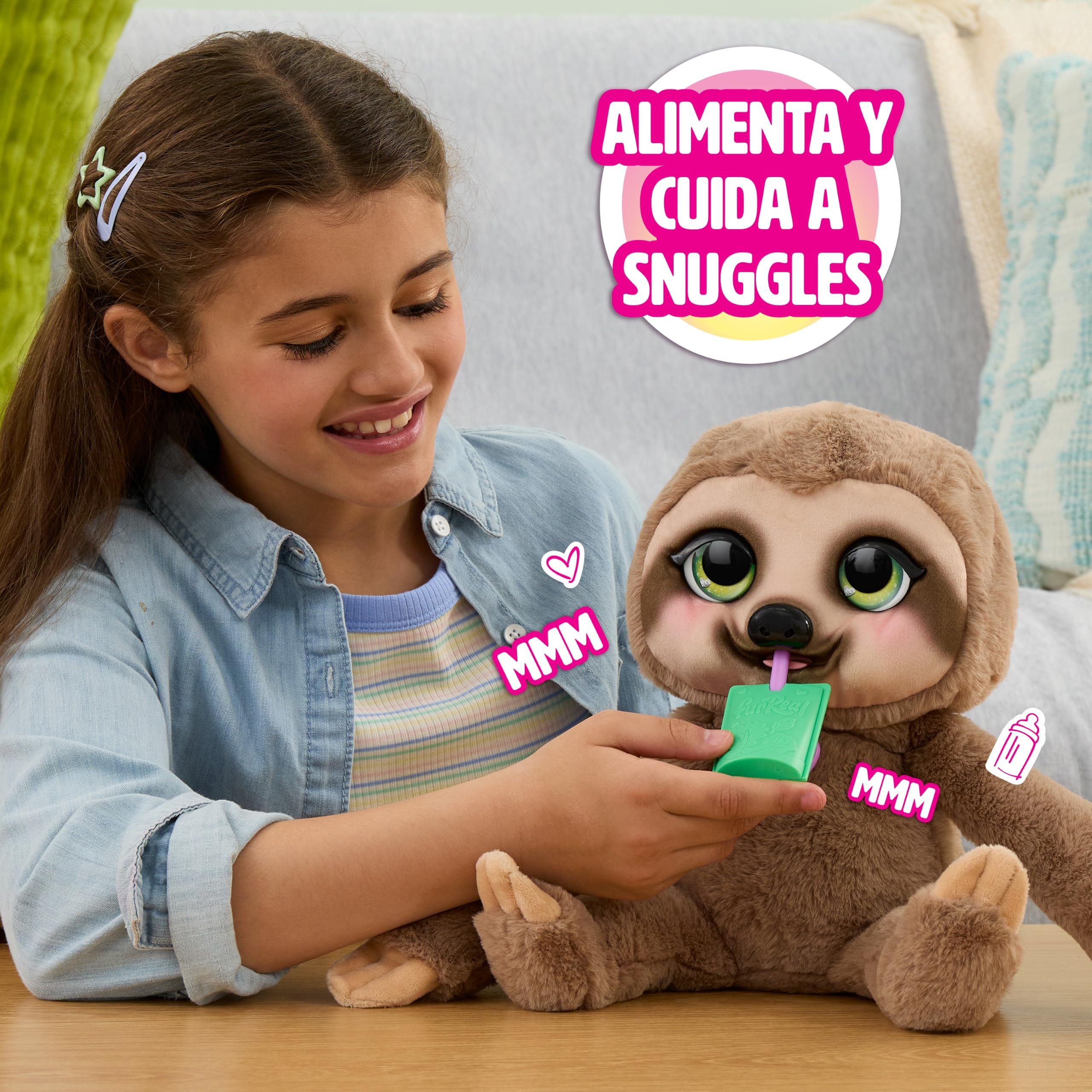 furReal Snuggles The Smiling Sloth, Peluche Interactivo | peluche interactivo con más de 50 sonidos y reacciones, a partir de 4 años