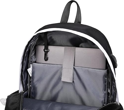 Miniatura 7 de Conjunto de mochila casual para mujer, conjunto de mochila escolar para niña, linda mochila para computadora portátil, color negro