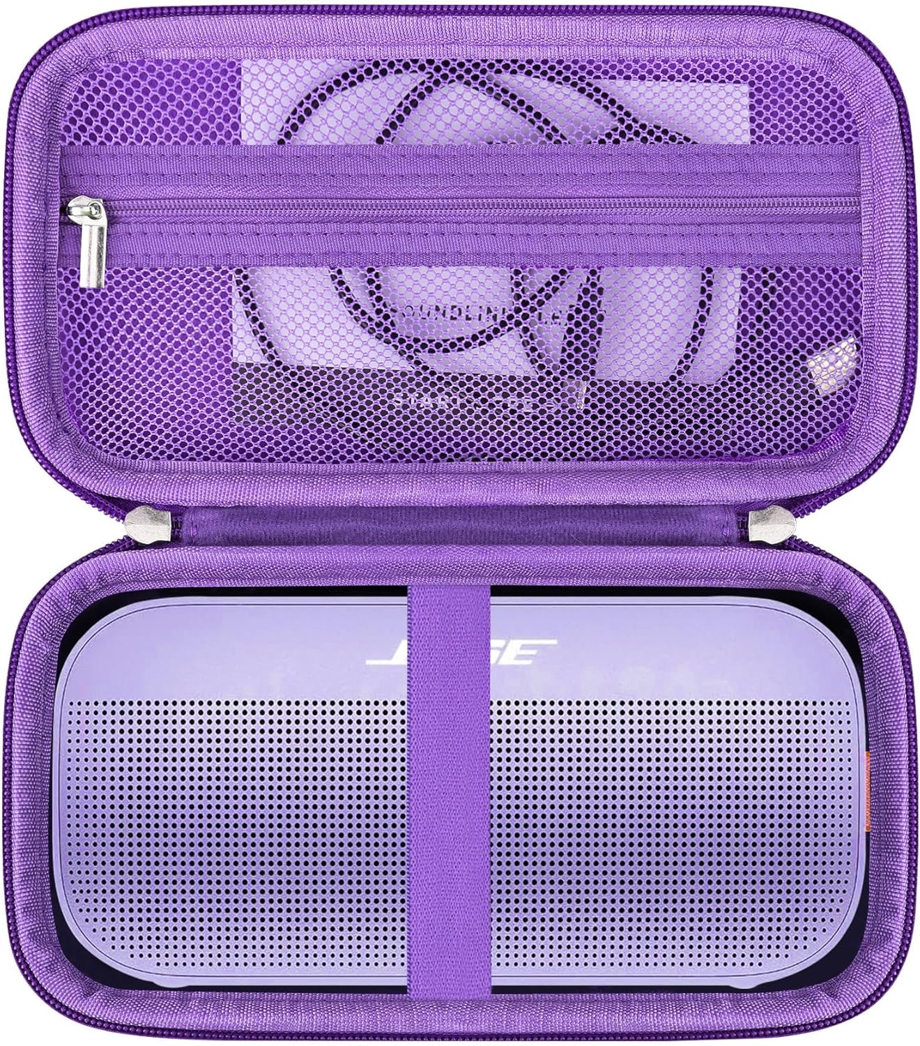 Hard Travel Case for Bose SoundLink Flex Bluetooth Portable Speaker Protective Carrying Pouch Bag with Zipper Mesh Pocket fit USB-Cable and Other Small Accessories, Purple Hard Travel Case for Bose SoundLink Flex Bluetooth Portable Speaker Protective Carrying Pouch Bag with Zipper Mesh Pocket fit USB-Cable and Other Small Accessories, Purple