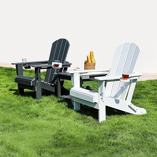 Miniatura 8 de SERWALL Adirondack Chair with Cup Holders - Composite Adirondack Chairs HDPE Outdoor Chairs Weather Resistant- White