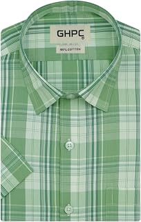 GHPC 100% Cotton Checkered Half Sleeves Regular Fit Formal Shirt for Men Price In India