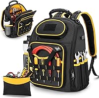 Vista 1 de Tool Backpack with a Tool Pouch, Heavy Duty Tool Bag with Multiple Pockets, Black