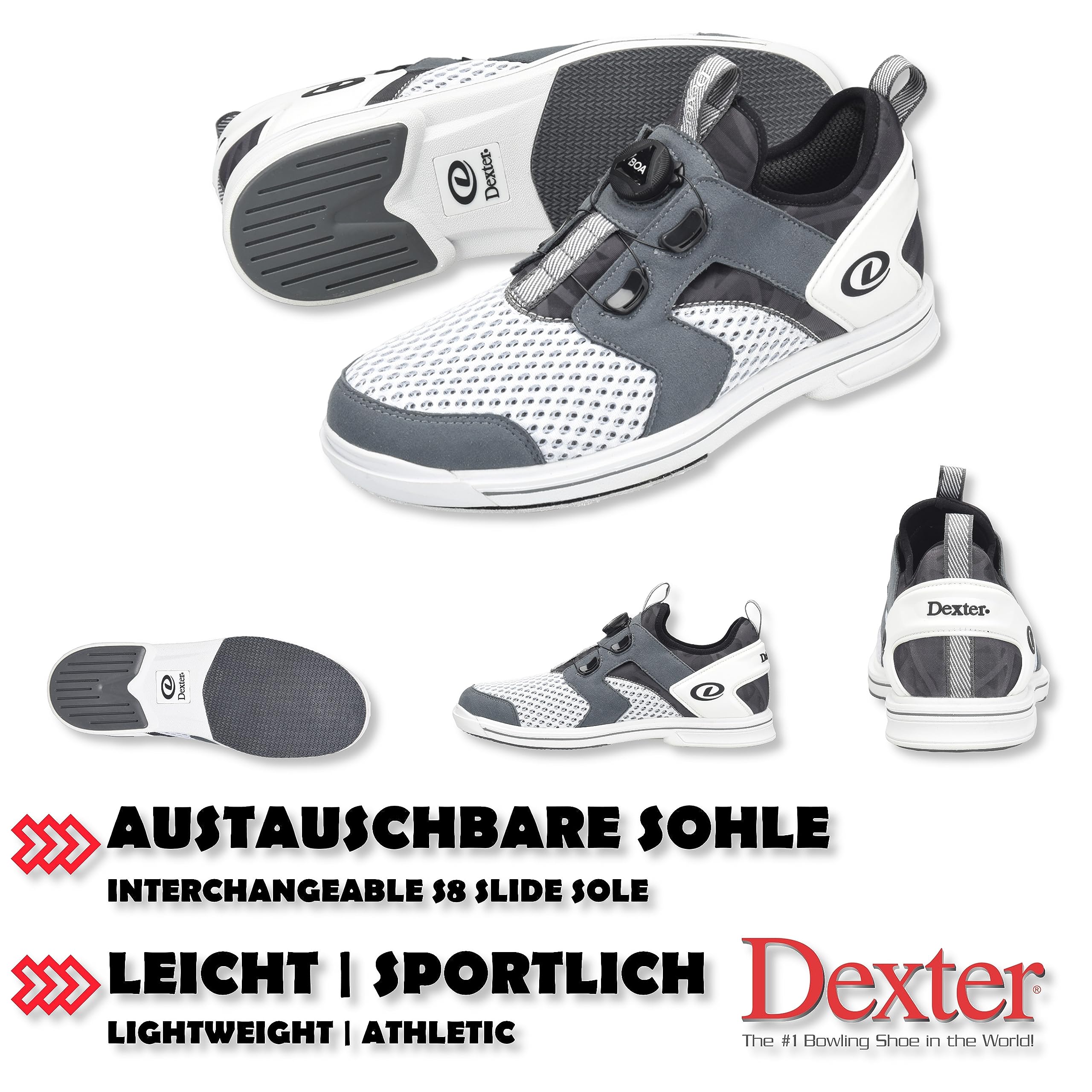 EMAX | Zapatos de bolos Mujer Hombre | Zapatos de Bolos con Suela Intercambiable | Dexter - DexLite Pro BoA |
