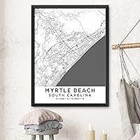 Vista 3 de Mapa de Myrtle Beach, Carolina del Sur, Light 2 (8x10)
