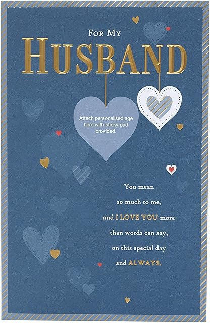 Personalised Husband Birthday Card - Birthday Card for Him - Personalised Age Option - Choose from 40th, 5th, 50th, 60th, 70th, 80th, 90th