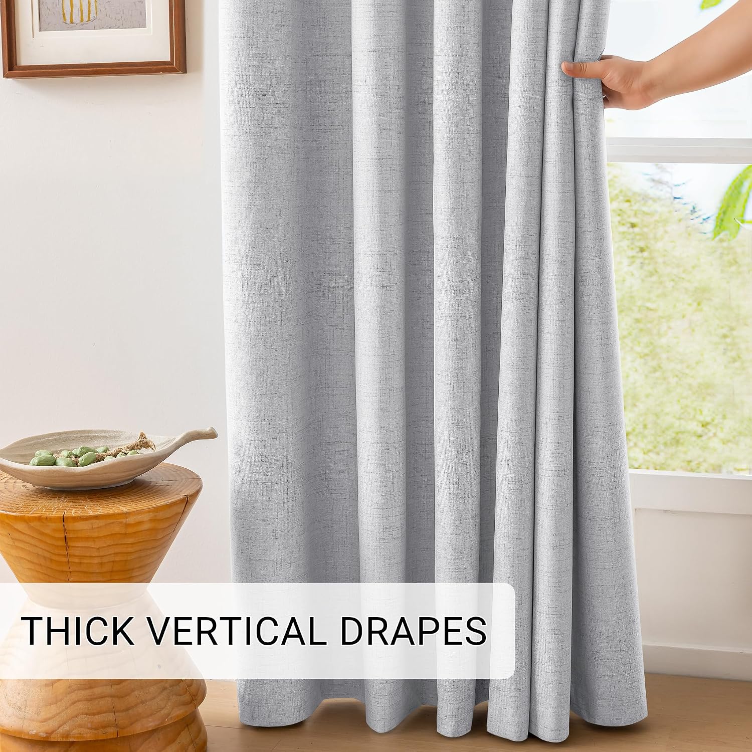 ChrisDowa 100% Blackout Curtains for Bedroom Linen Drapes 72 Inch Curtain