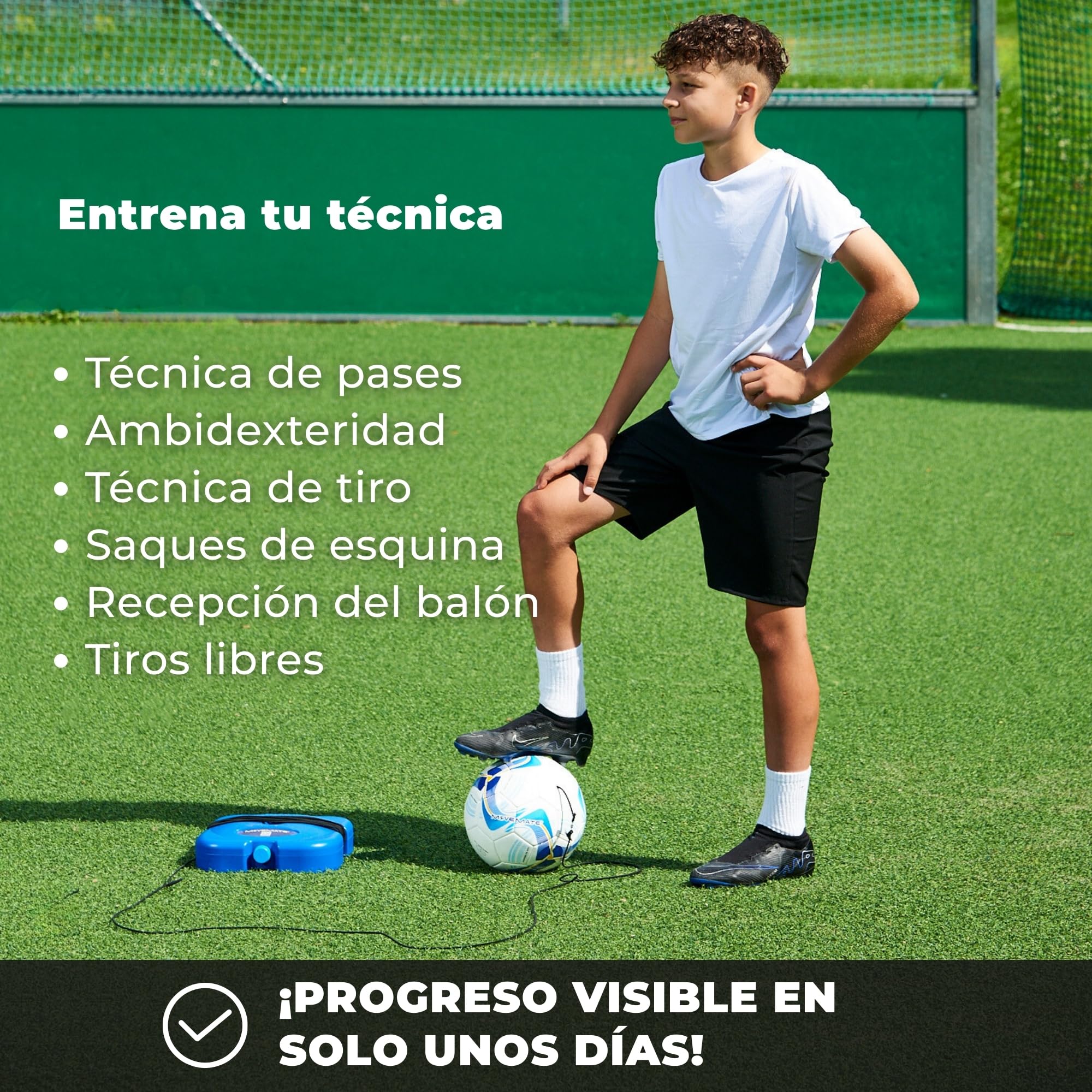 MOVEMATE Juego de entrenamiento de fútbol con cuerda | Popular regalo de fútbol para niños | Innovador dispositivo de entrenamiento para exteriores, en el jardín, en el campo de fútbol