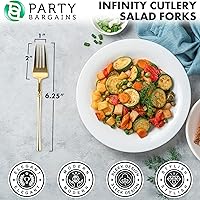 Vista 247 de Party Bargains Disposable Plastic Black Gold Cutlery Set, Infinity Modern Design Utensils, 40 Pack: 16 Forks, 8 Knives, 16 Spoons