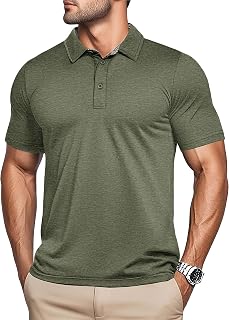 Men's Short Sleeve Polo Golf Shirts 3-Button Moisture Wicking Athletic T-Shirts Casual Collared Shirt