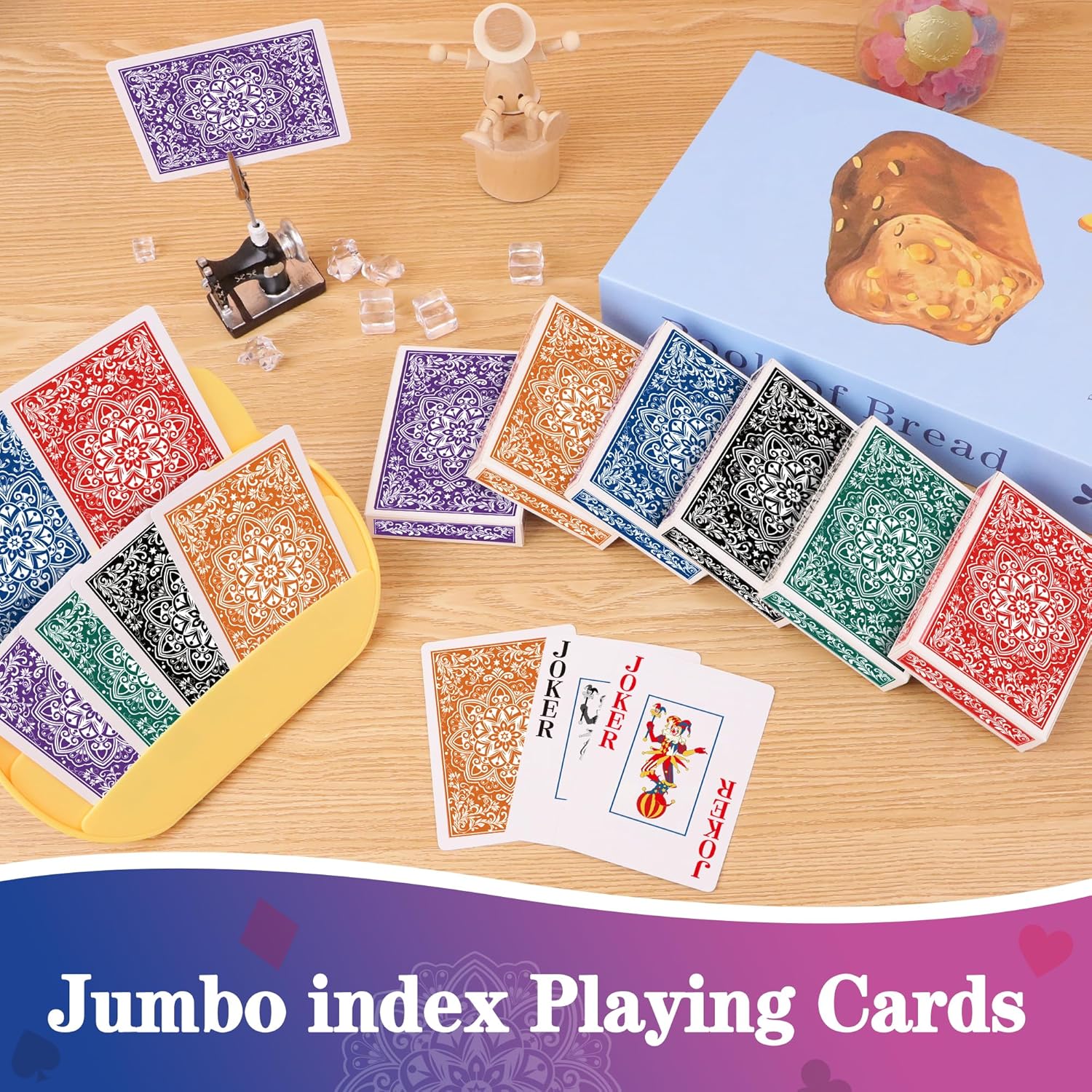 Playing Cards 48 Pack,48 Decks of Cards Bulk, Jumbo Poker Size Card, Large Print Playing Cards for Adults Seniors, 6 Colors, Fun Poker Card for Party Supplies Family Game Night Camping Travel Games