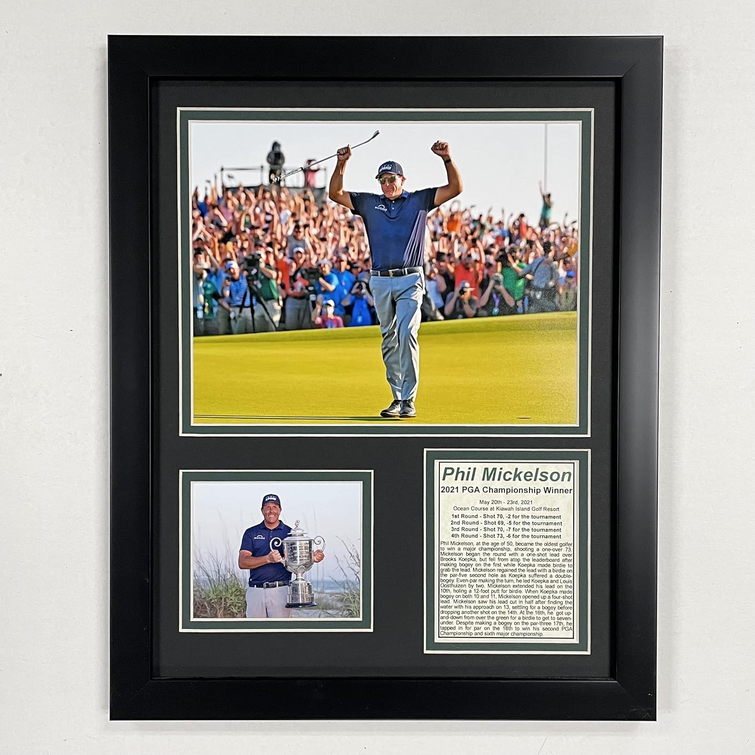 Legends Never Die, Inc. Phil Mickelson | 2021 PGA Championship Winner | 12"x15" Framed Photo Collage