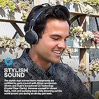 Vista 18 de JLab Auriculares de neón con cable, grafito/azul, luz de plumas, cuero ecológico ultra afelpado, controladores de 1.575 in, garantizados de por vida