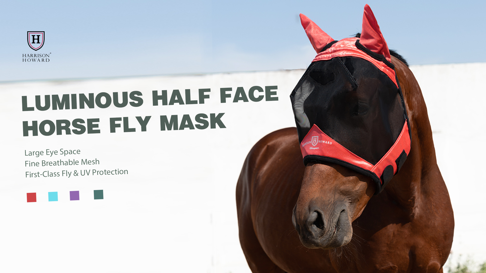Amazon.com: Harrison Howard Pro Luminous Horse Half Face Fly Mask