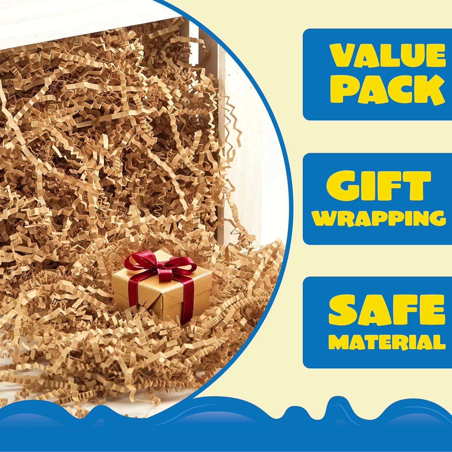 JOYIN 2 LB Easter Gift Wrap Crinkle Filler Paper, Pure Brown Paper Grass, 32oz Shred Raffia Crinkle Cut for Wedding Basket Stuffer Filler, Anniversaries Birthday Party Bag Decor Favors