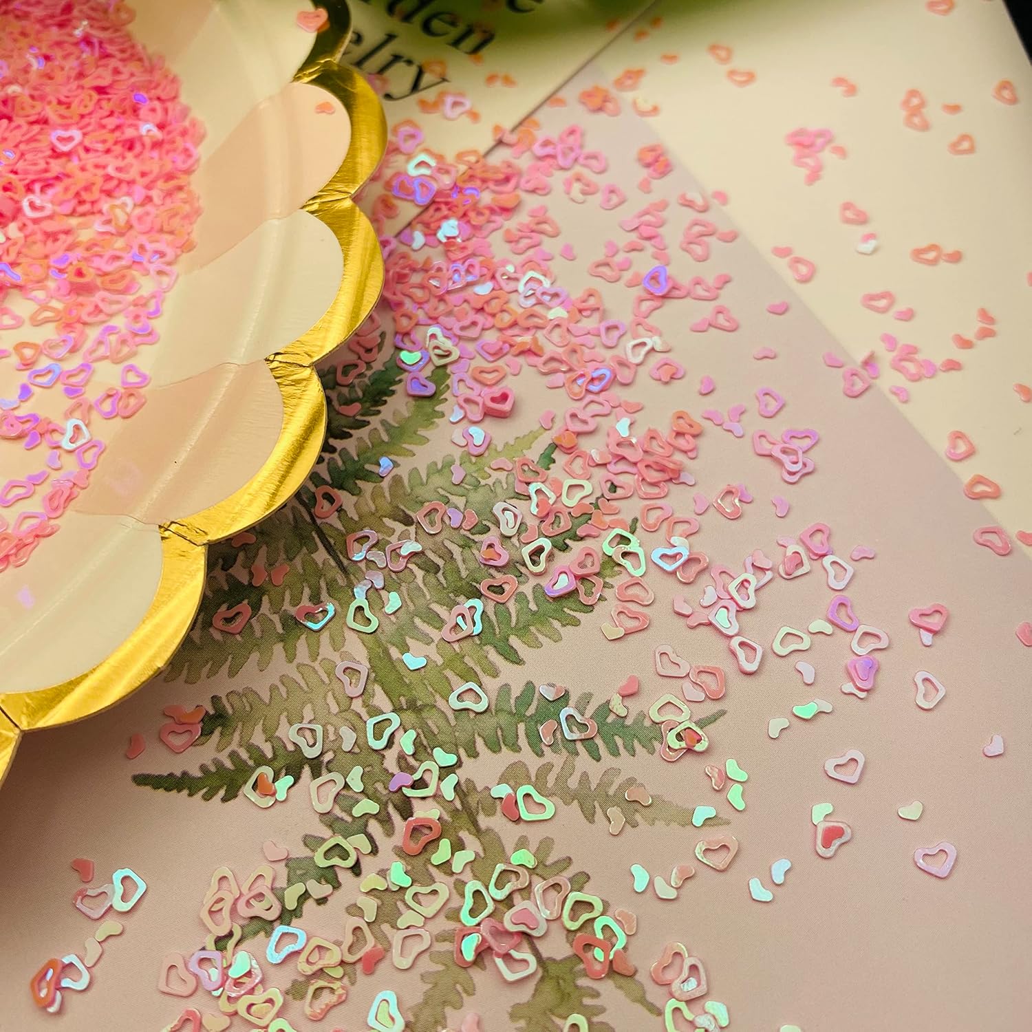 6000 Pieces 3mm Hollow Heart Shaped Glitter Confetti for Tumblers, Slime Supplies, Resin Craft, Festival, Home Party Decorations (Pink)