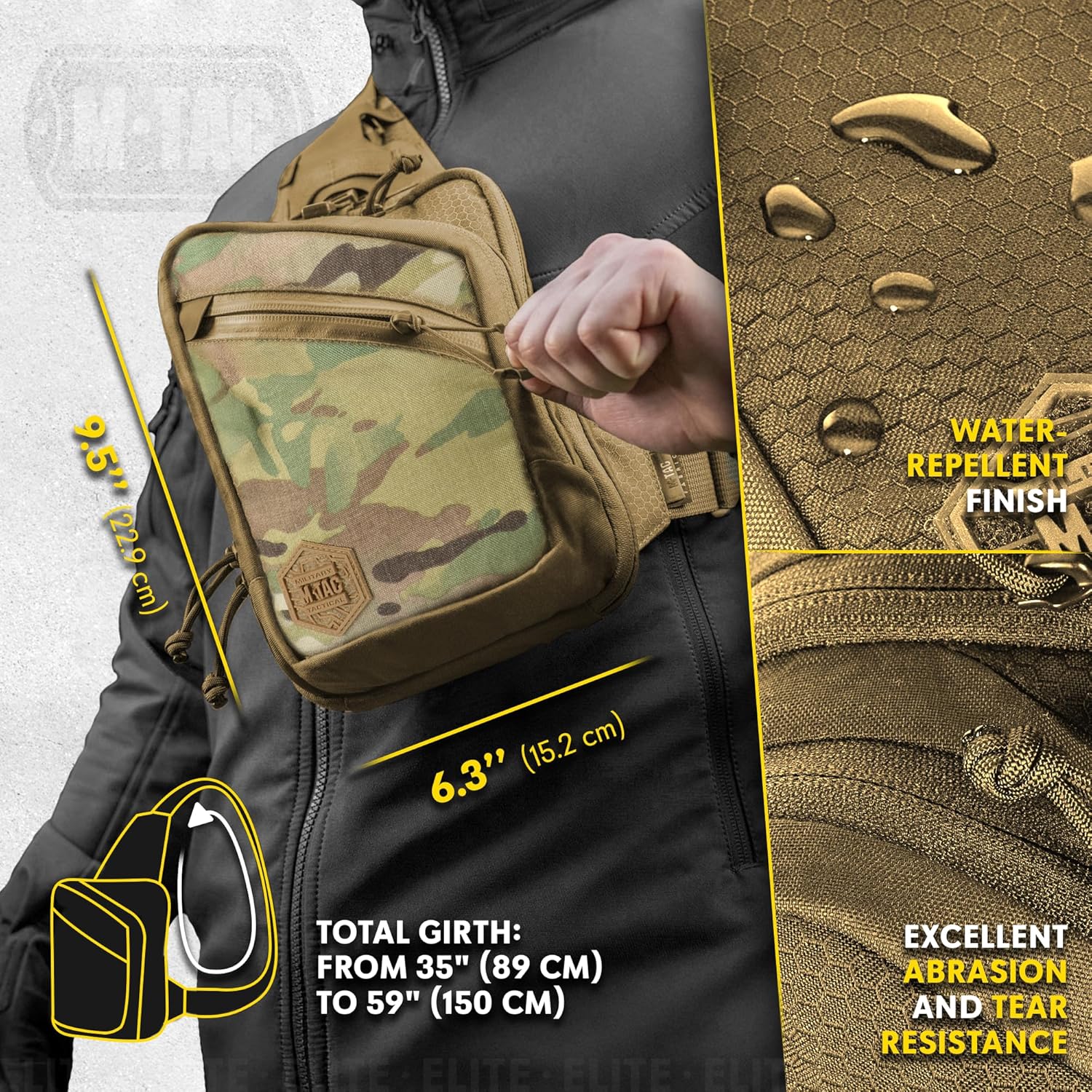 M-Tac Elite Sling Bag - EDC Tactical Crossbody Concealed Carry CCW Chest Pack - Image 3