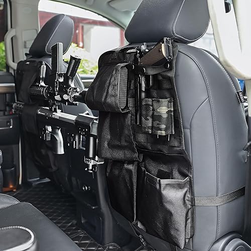 JIPIMON 2 soportes para pistolas automotrices con bolsillos de almacenamiento, soporte para pistola de camión para accesorios de caza, rifle y