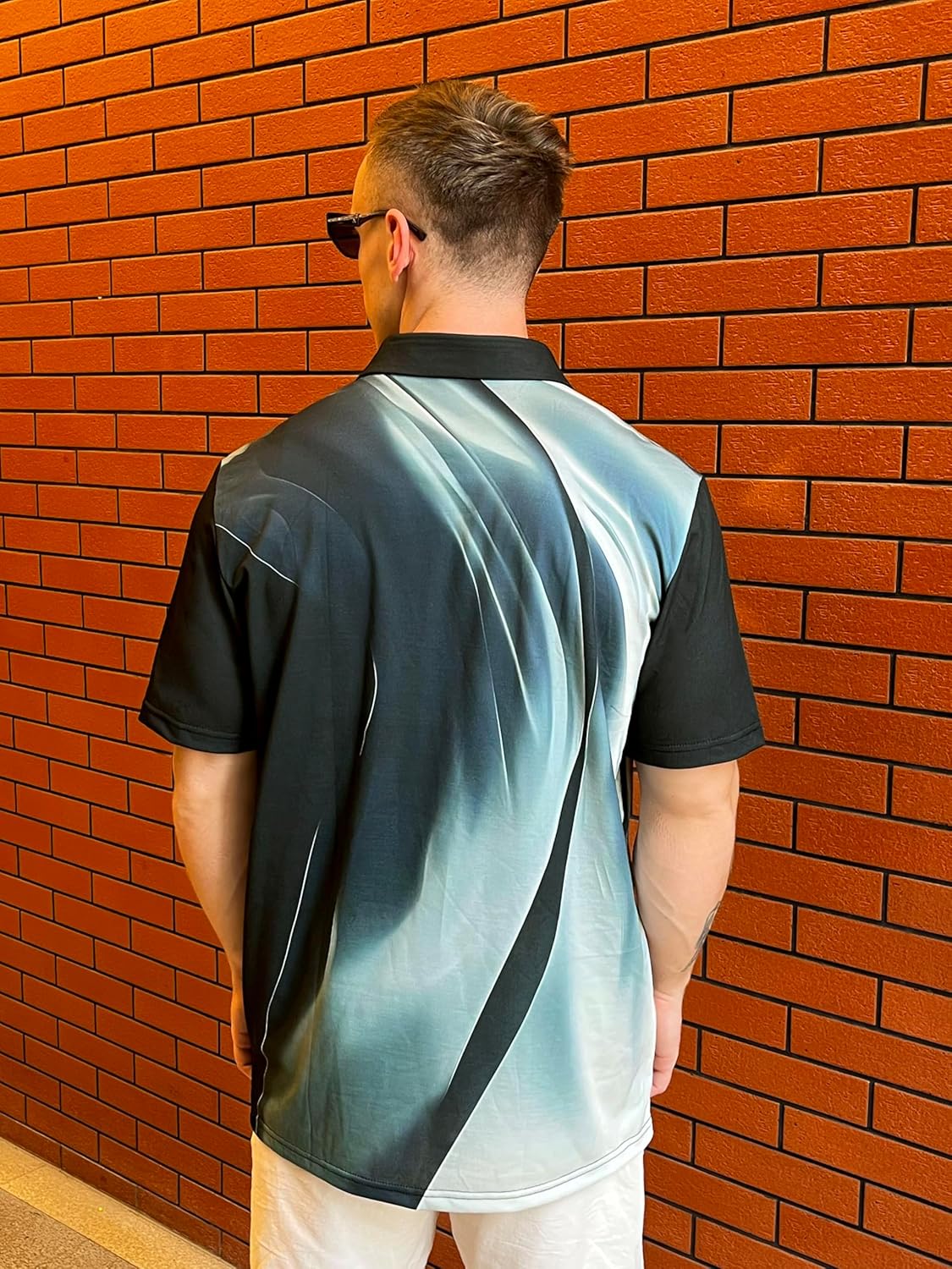 Christian Athletic Golf Polo, Black Performance Shirt with Gold Cross Design, Short Sleeve - Image 5