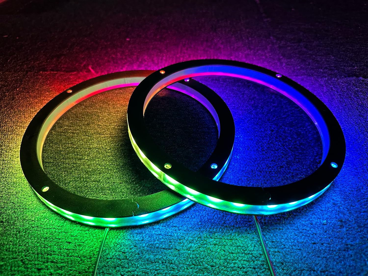 Sando Tech 2PCS 6.5" Car LED Speaker Ring Lights Million Colors Shift Coaxial Speaker Rings Dream Color Chasing Flow Series + RGB Spacer Ring Light Bluetooth App & Remote Control