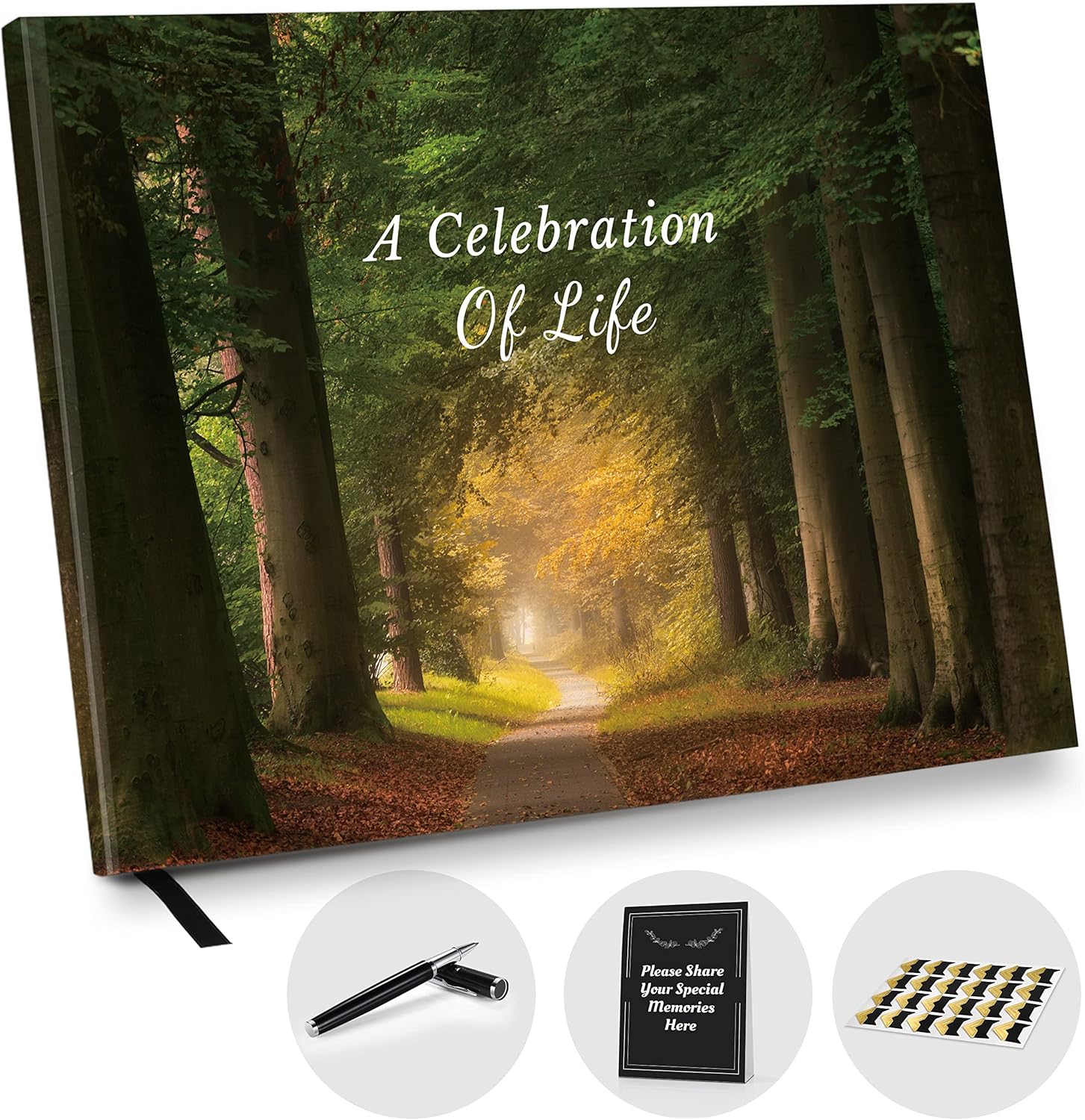 Funeral Guest Book, Celebration of Life Guest Books, Forest Memorial