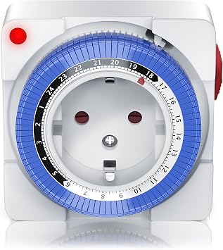 Mechanical Timer 24 Hour Anaolg Timer Socket Switch Timer Switch with 96 Switching Segments Slider Control for Time Indication 3680 W with Child Protection White