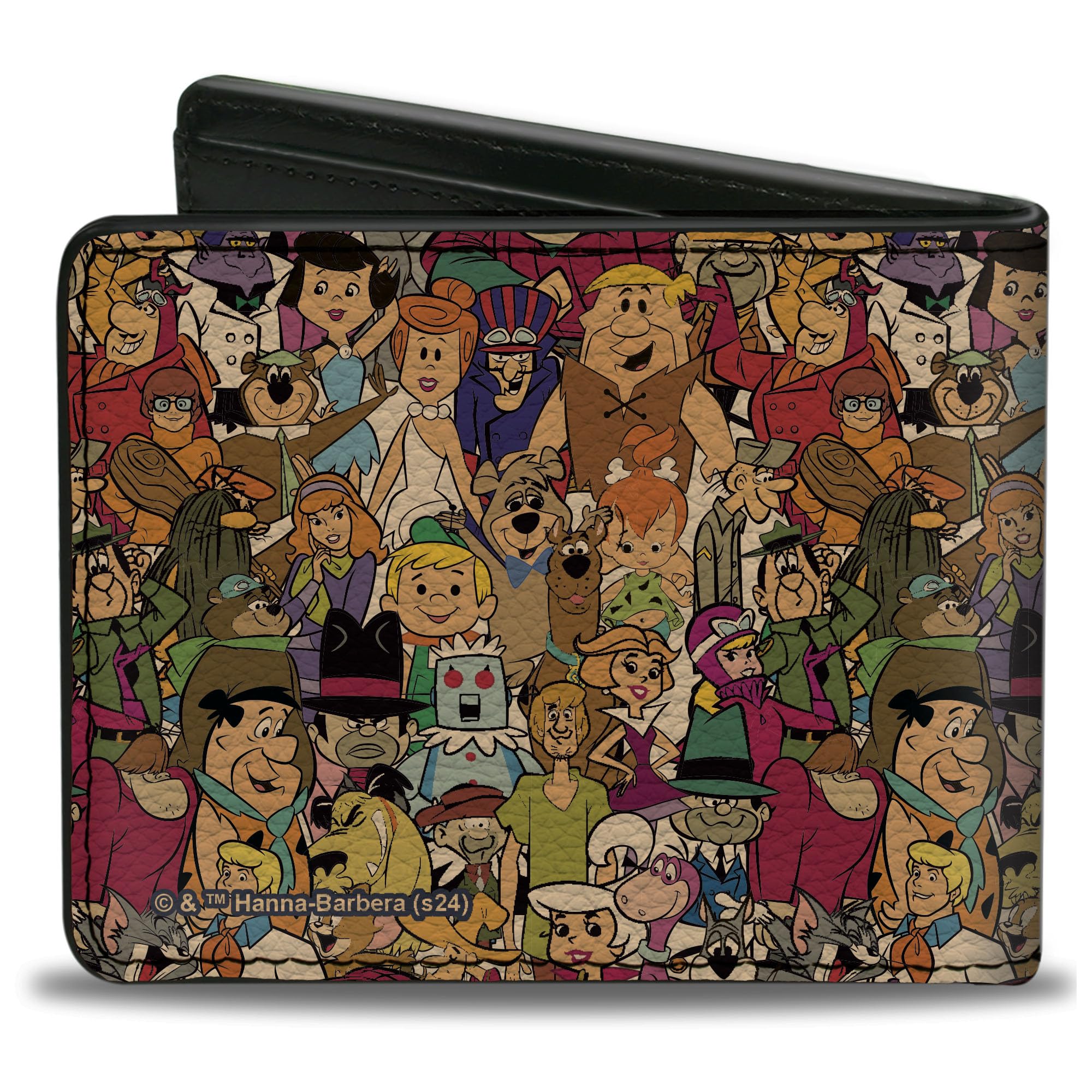 Buckle-Down Hanna Barbera Wallet, Bifold, Hanna Barbera Title Logo Mutli Show Characters Stacked, Vegan Leather