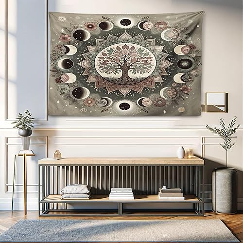 Miniatura 186 de Ambesonne Tapiz de fantasía, paisaje de fantasía con reloj, rayos de cielo de ensueño desde el techo, arte ficticio, colgante de pared ancho para