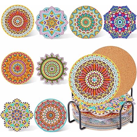 Marmor-Untersetzer Set Mit Halter – 4 Stück, Rund, 10.2cm, Smaragdgrün, Mit Korkrückseite
