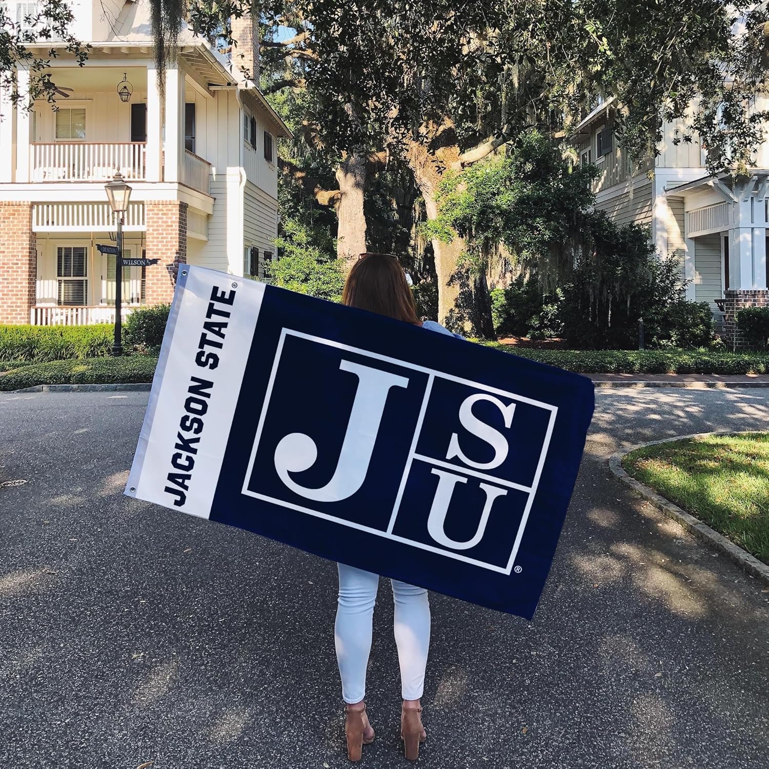 Desert Cactus Jackson State University JSU Flag - 3 x 5 Feet Tigers Banner, Indoor/Outdoor Durable Fabric, 100% Polyester Design (Style Team Name 2)