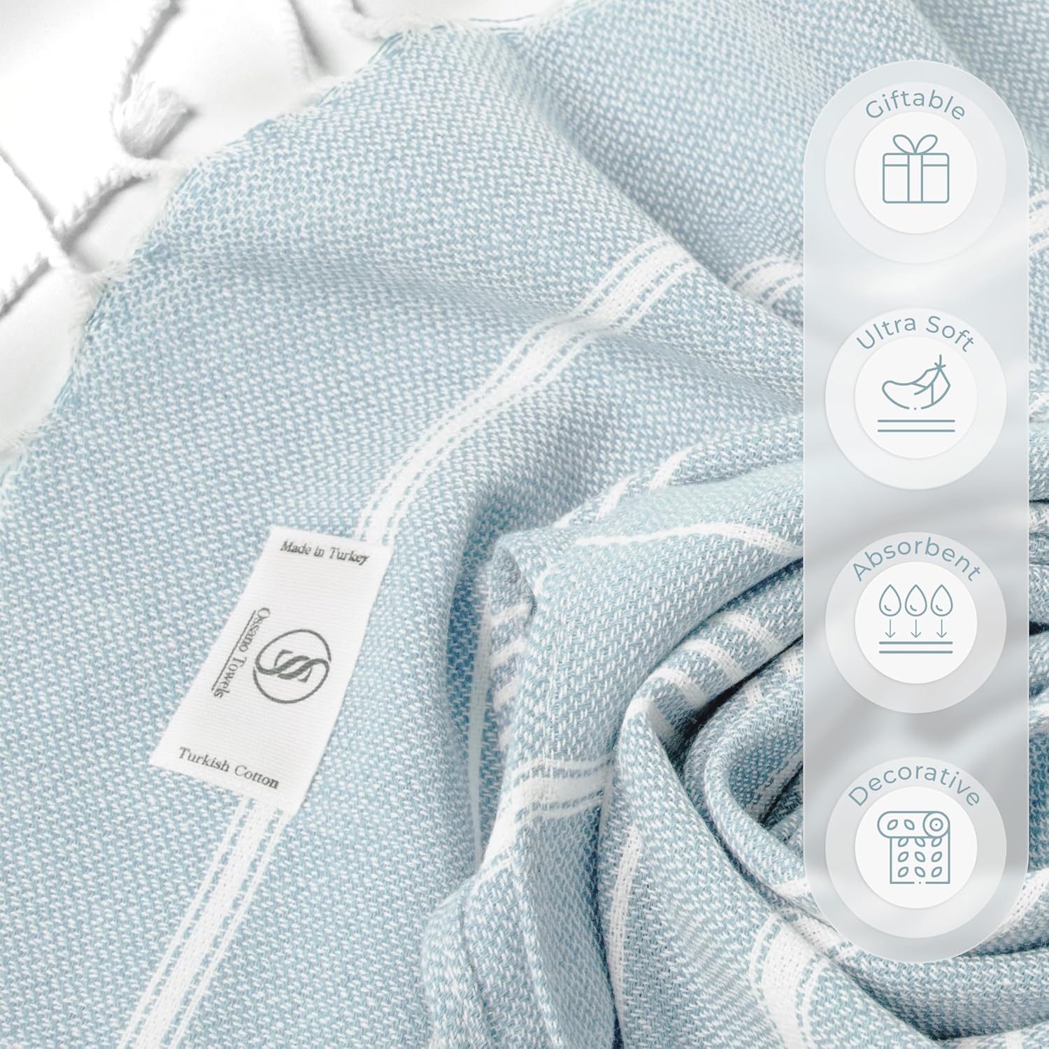 Decorative Bathroom Hand Towels - Thin & Quick Dry - Set of 2 (30" x 18") - for Bathroom & Powder Room - Multifunctional as - Towel Set for Bath, Kitchen Hand Towel, Face Cloth - Baby Blue - Image 6