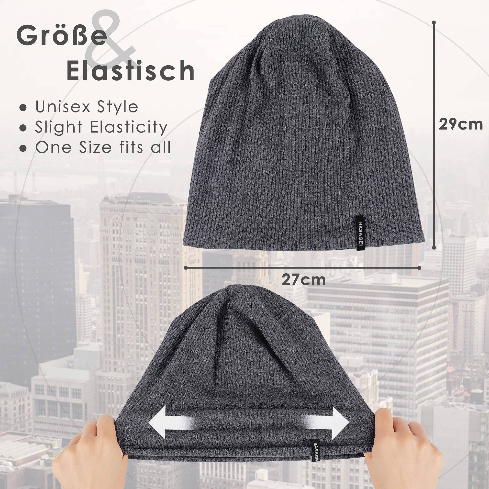 HASAGEI Czapka męska damska, czapka beanie, przejściowa, miękka, cienka czapka, lekka, modna czapka z dżerseju, czapka beanie, uniseks, czapka z chemii, idealna na wszystkie pory roku