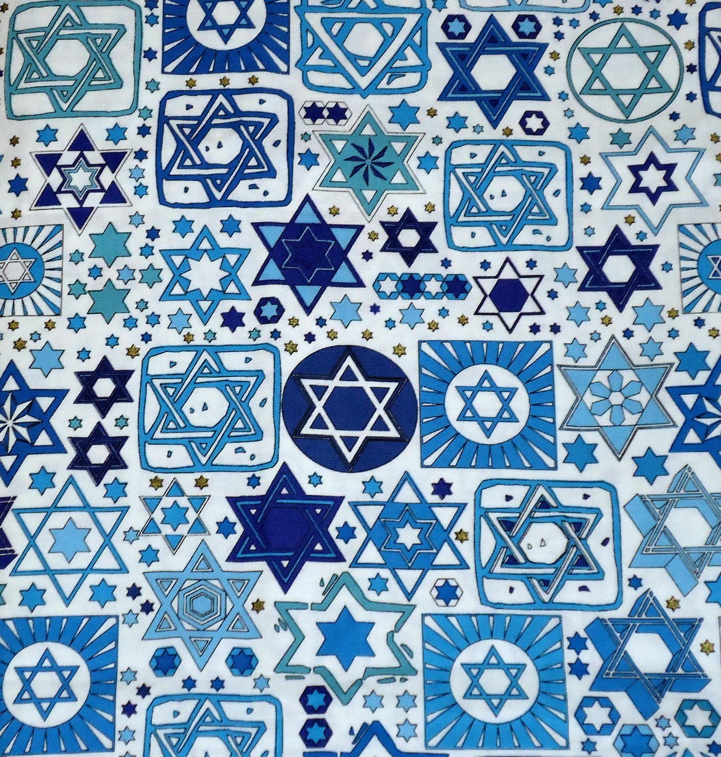 Jewish Fabric Tossed Stars (White) / Sold in 1/2 Yd Increments/Multiple Yards Available