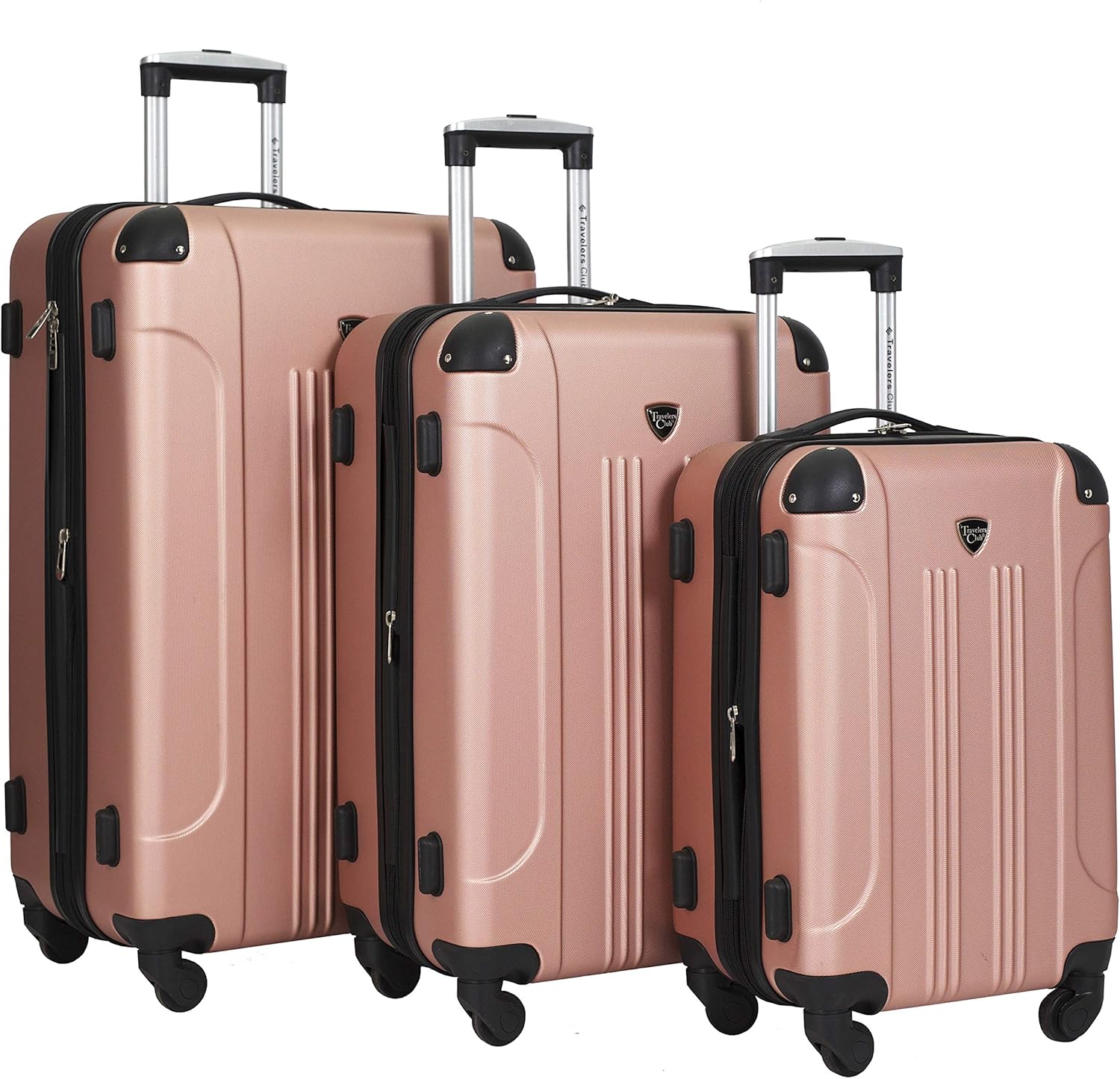 Travelers Club Sky+ Luggage Set, Rose Gold, 20" CarryOn, Chicago
