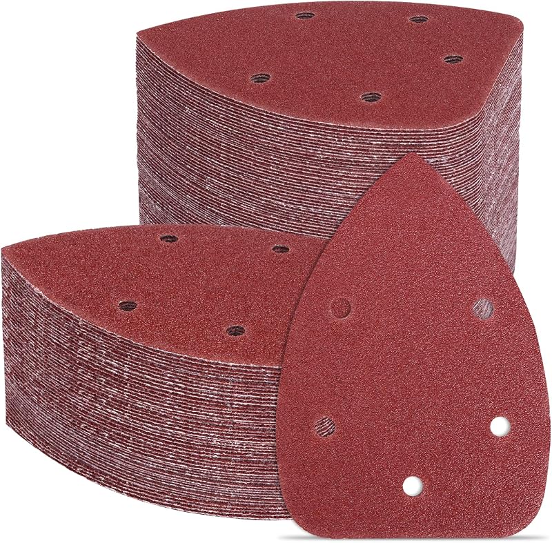 150pcs Mouse Detail Sander Sandpaper Assorted Grits | Hook and loop sanding pads 40 80 120 180 240 grit, detail sander sheets for woodworking and DIY