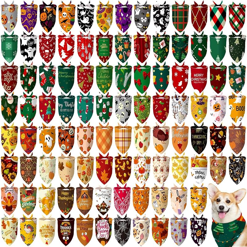 Bandana para Cães Huhumy de Halloween em Poliéster, Tamanho XL, Pacote com 100